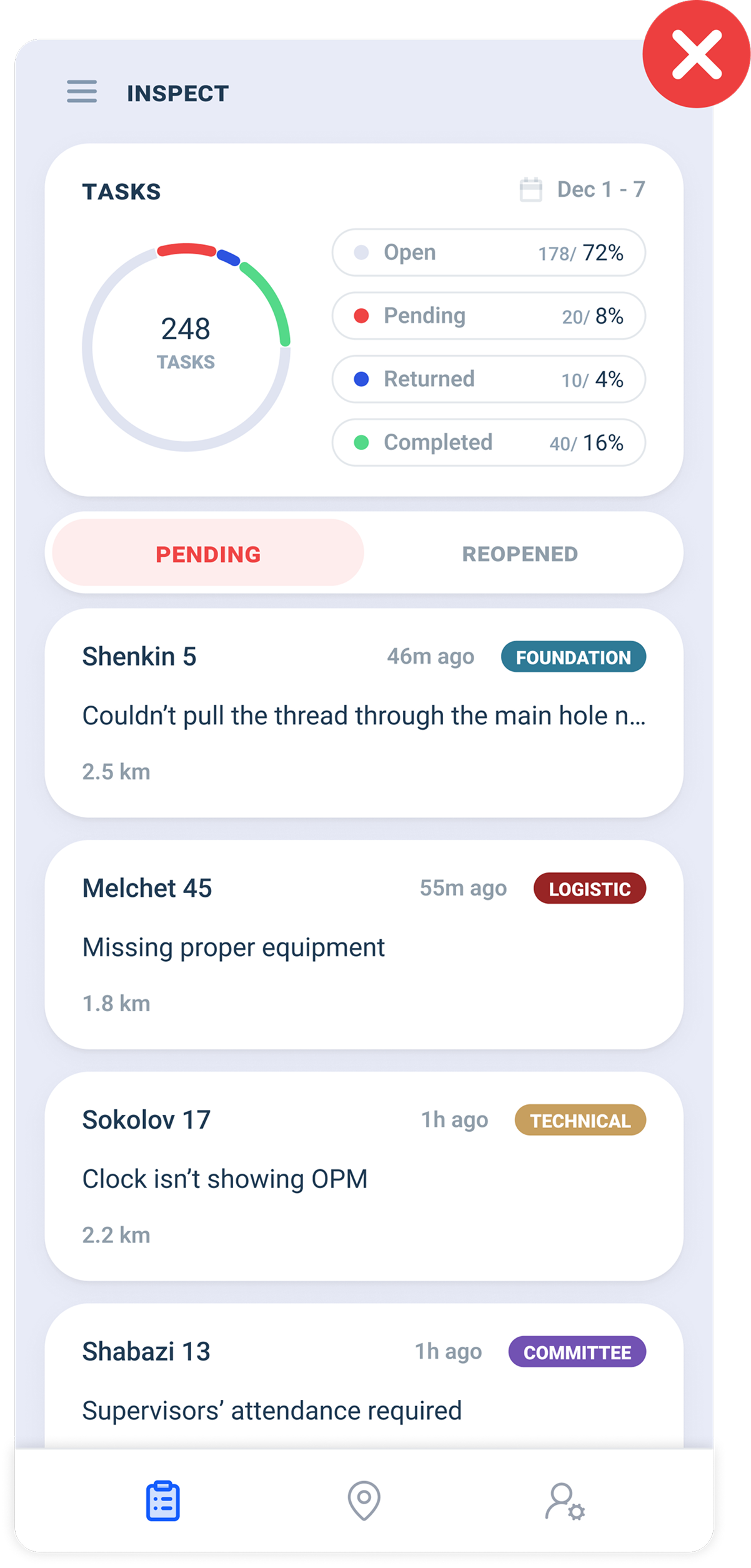 Supervisor MVP screen
