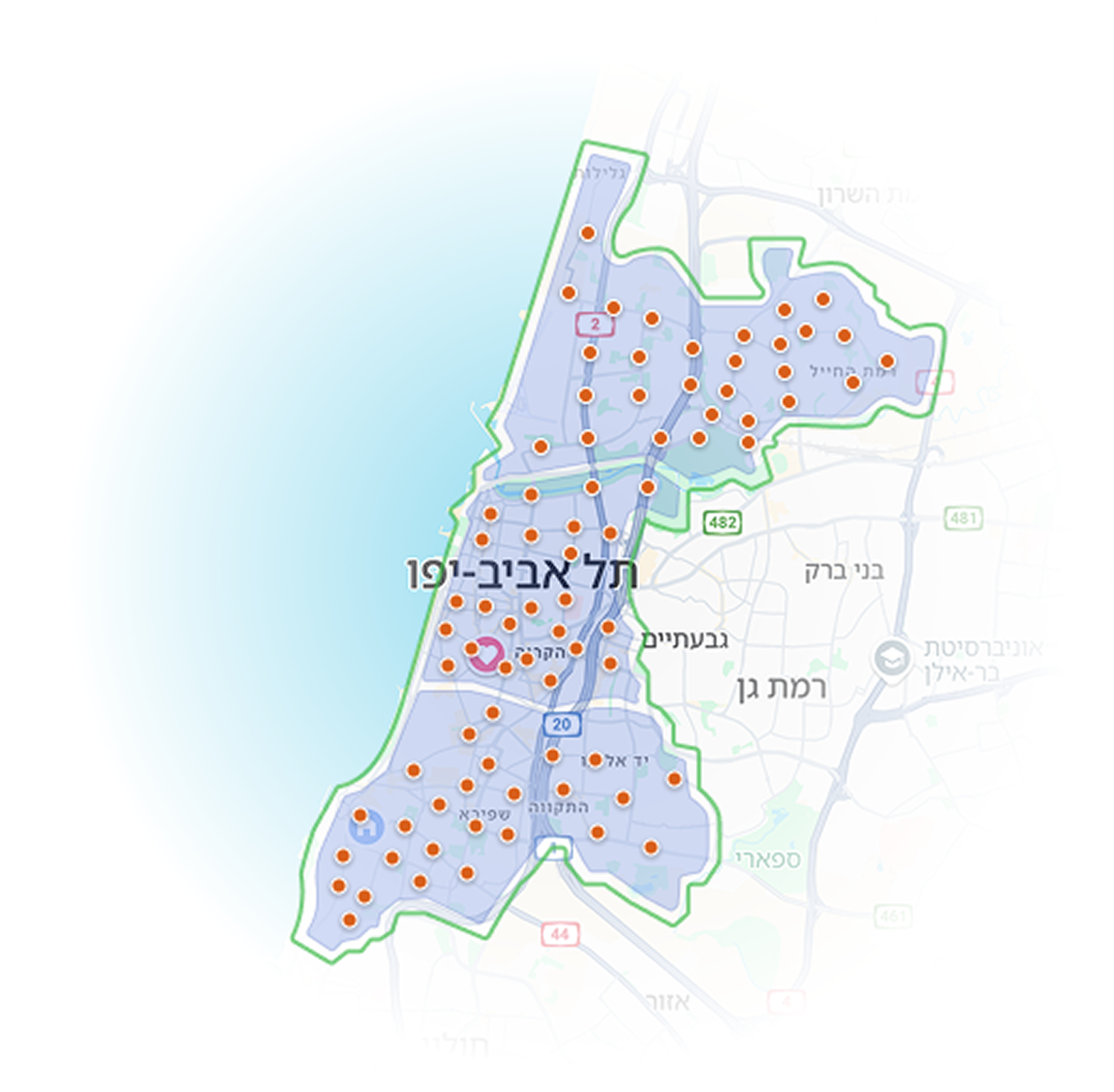 Tel Aviv-Yafo fiber coverage map